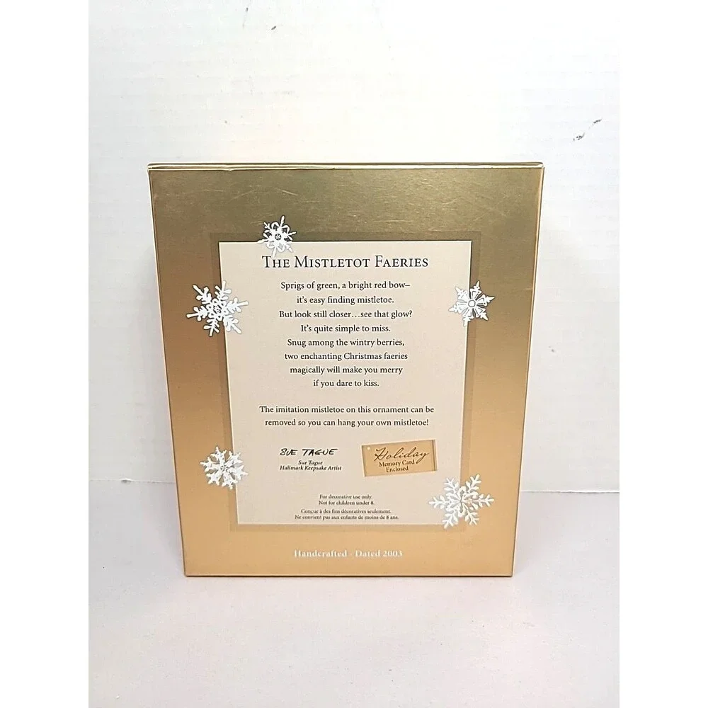 Vtg Hallmark Christmas Ornament Mistletoe Faeries 2003 mistletoe Club Exclusive